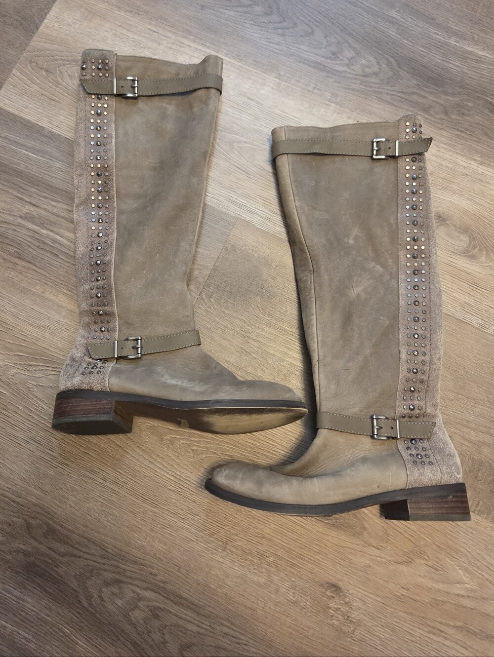 Jessica Simpson Tan Studded Knee-High Riding Boots